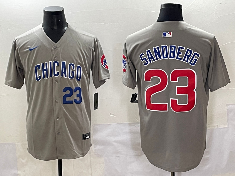 Men Chicago Cubs #23 Sandberg grey MLB Nike 2025 Jersey style 004->chicago cubs->MLB Jersey